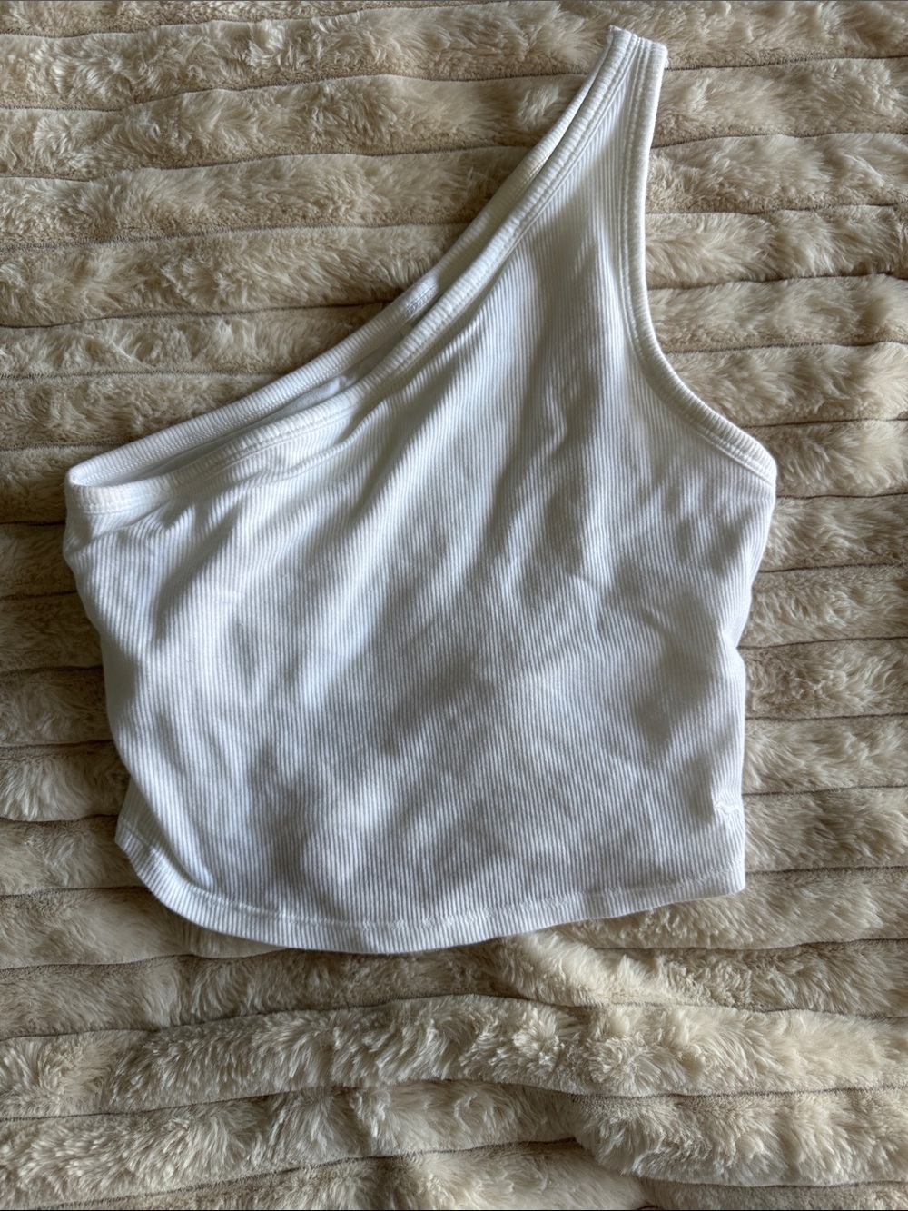 PINK Victoria's Secret One-Shoulder Ribbed Tank Top - White